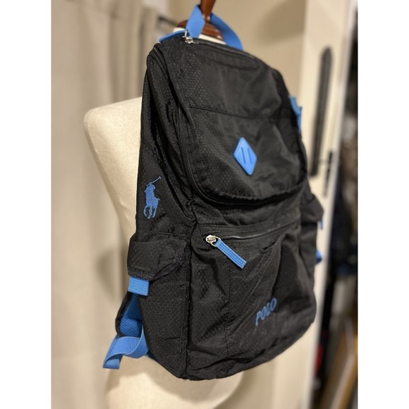 Polo Ralph Lauren Back Pack Black With Blue - Picture 3 of 7
